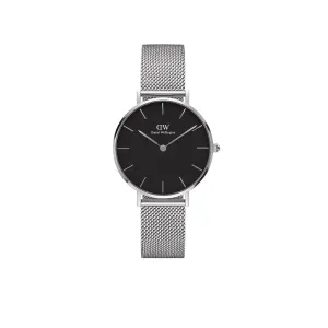 Petite 32mm Sterling - Silver & Black Watch
