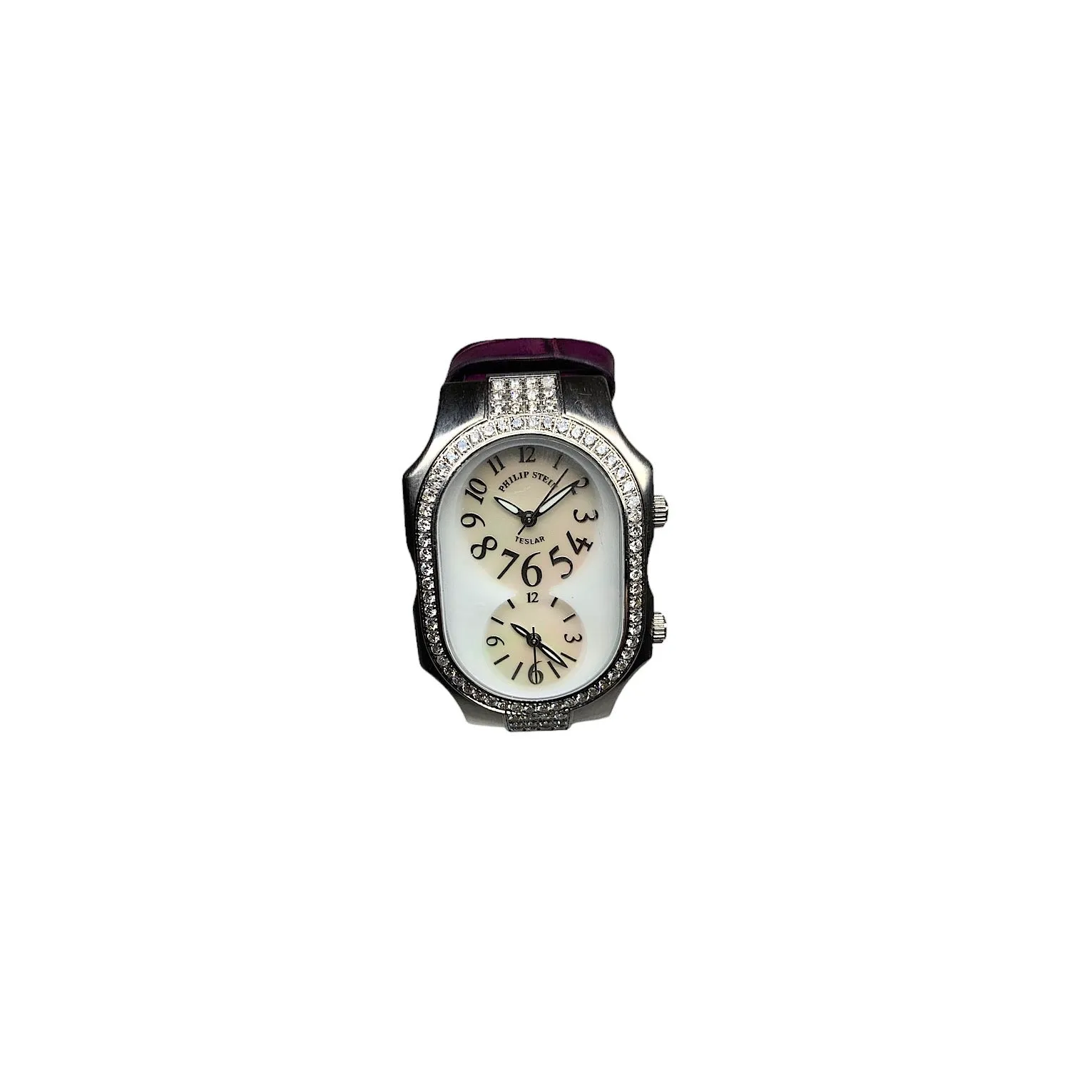 Philip Stein Teslar Dual Time Natural Frequency Women's Watch w Diamonds