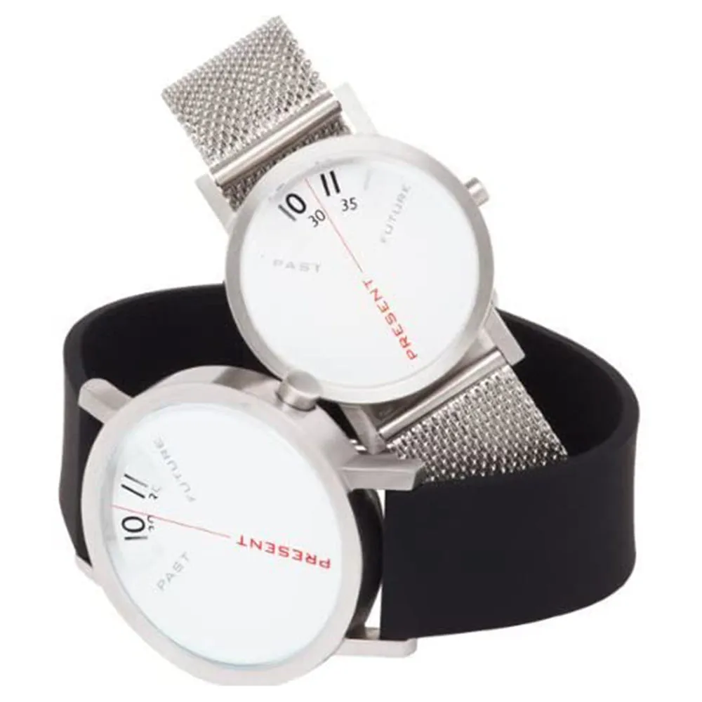 Projects Past Present Future Unisex Black Leather Band Sky Blue Ana-Digi Dial Watch - PJT-7214L-40