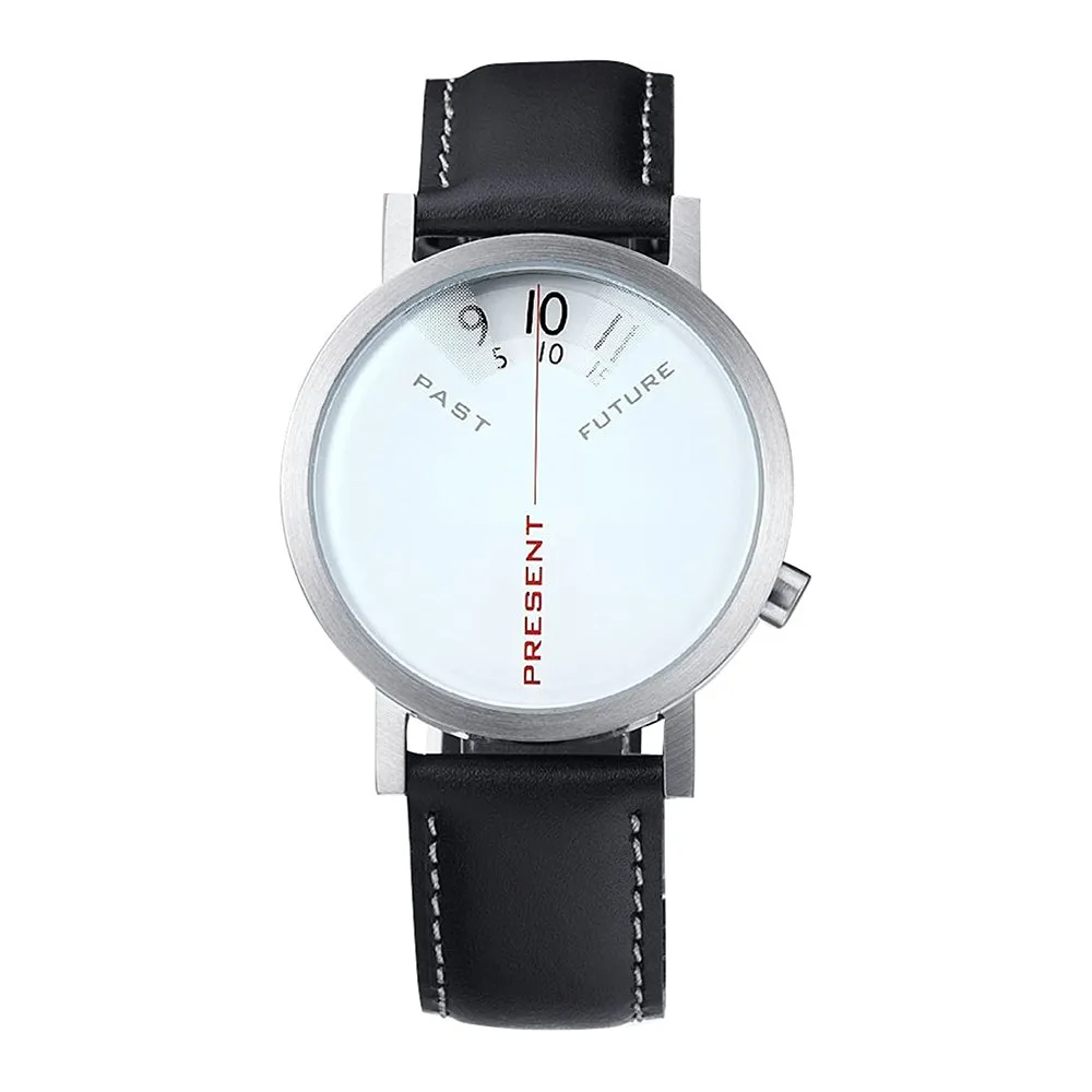 Projects Past Present Future Unisex Black Leather Band Sky Blue Ana-Digi Dial Watch - PJT-7214L-40