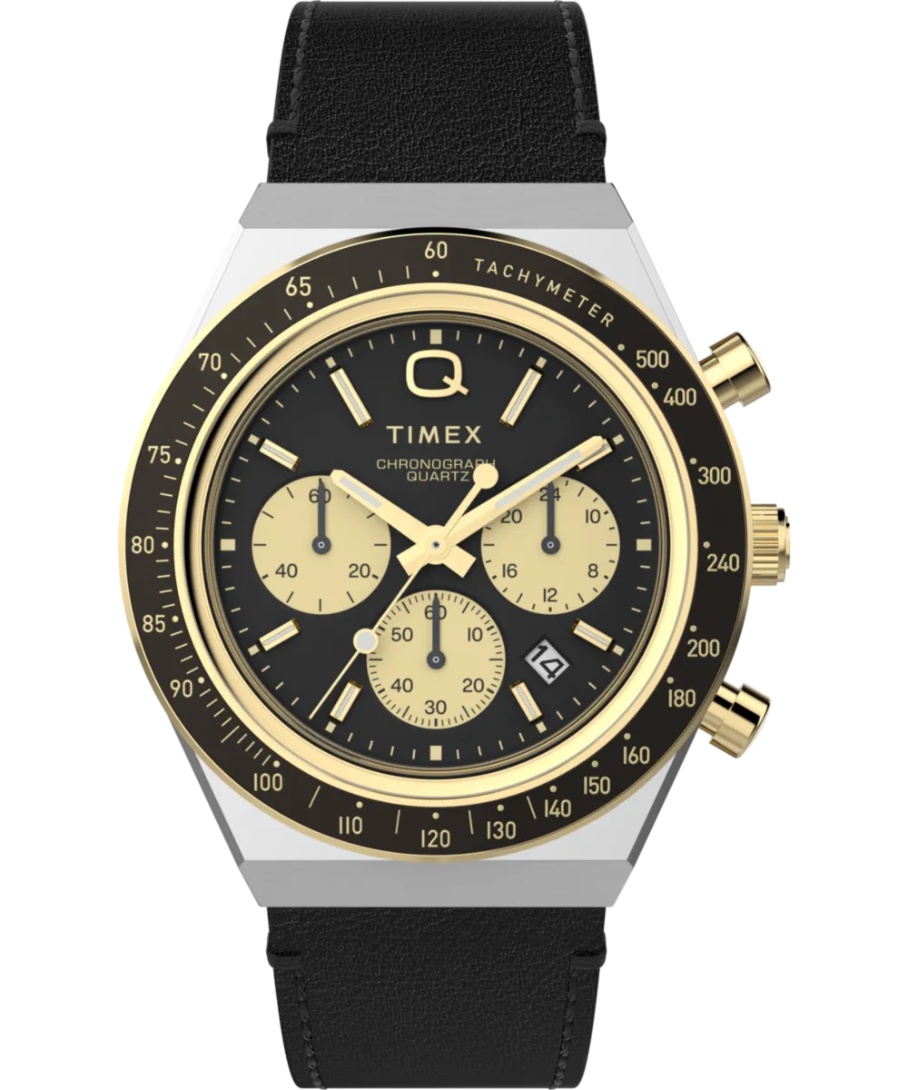 Q Timex® Chronograph 40mm Leather Strap Watch