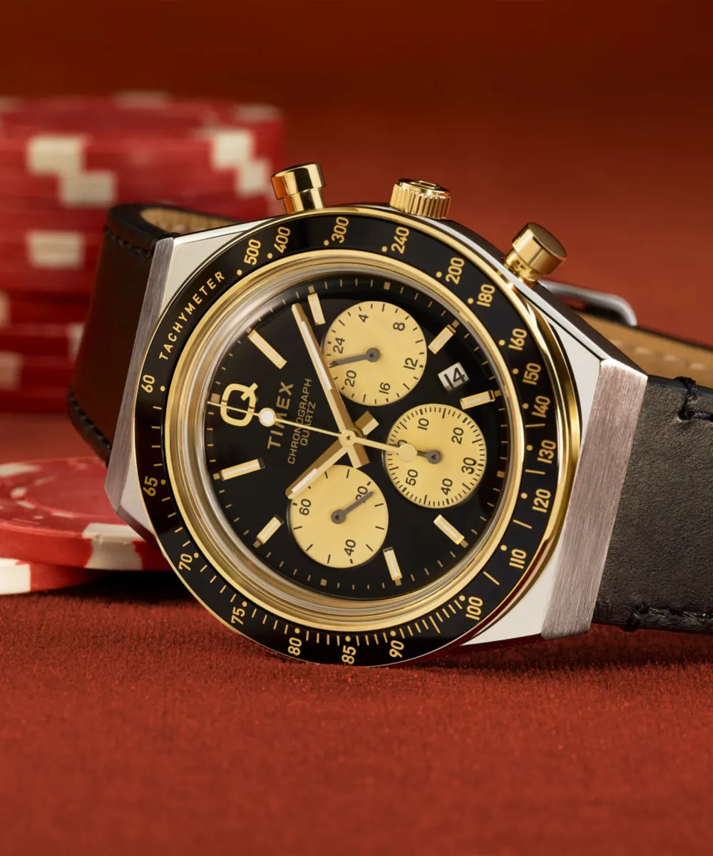 Q Timex® Chronograph 40mm Leather Strap Watch