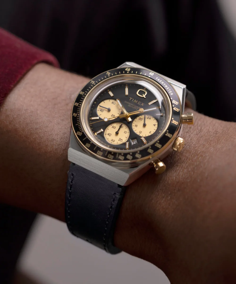 Q Timex® Chronograph 40mm Leather Strap Watch