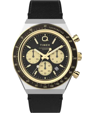 Q Timex® Chronograph 40mm Leather Strap Watch