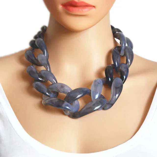 Resin Jewelry Statement Necklace Fashion Punk Big Acrylic Chain DIY Weaving Chain Necklaces & Pendants Women Jewelry Accessories