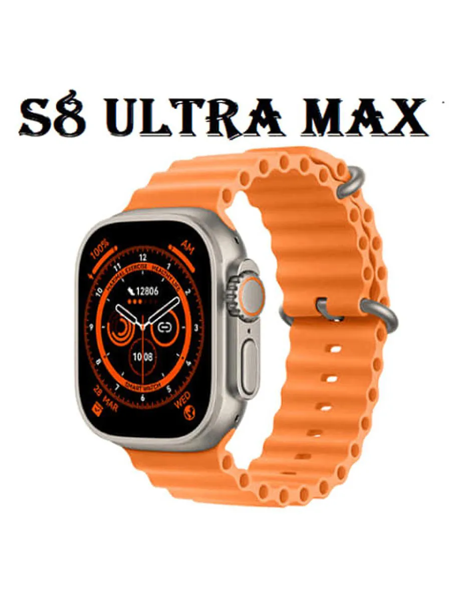 S8 Ultra Max Series 8 Smart Watch Ultra Ai Voice Watch 2.0 Inch Bluetooth Call Wireless Charging Watch-Orange-BR14032