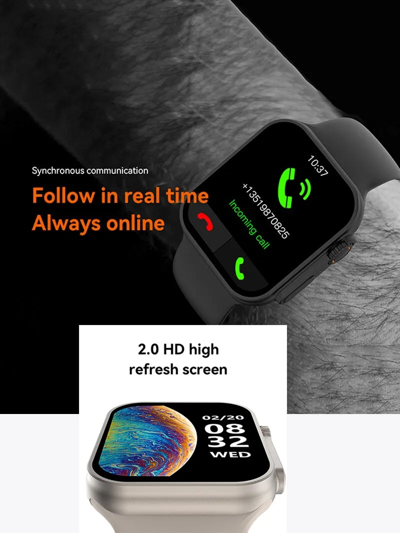 S8 Ultra Max Series 8 Smart Watch Ultra Ai Voice Watch 2.0 Inch Bluetooth Call Wireless Charging Watch-Orange-BR14032