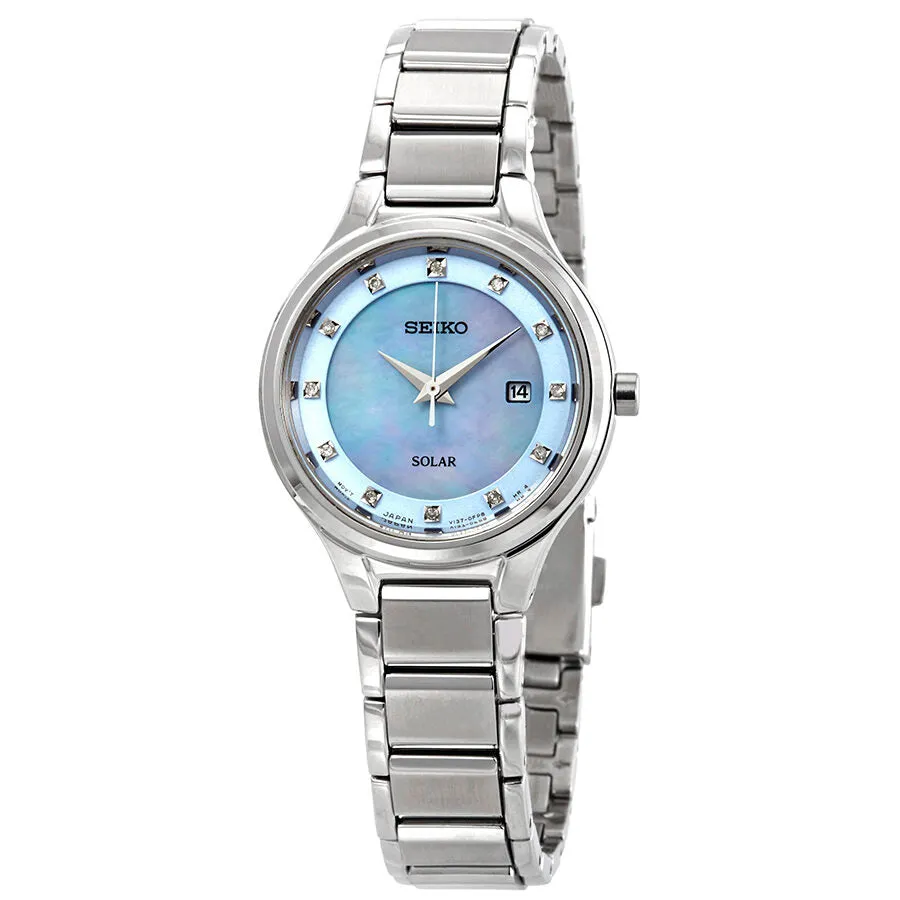 Seiko Diamonds Blue Mother of Pearl Dial Ladies Watch SUT351