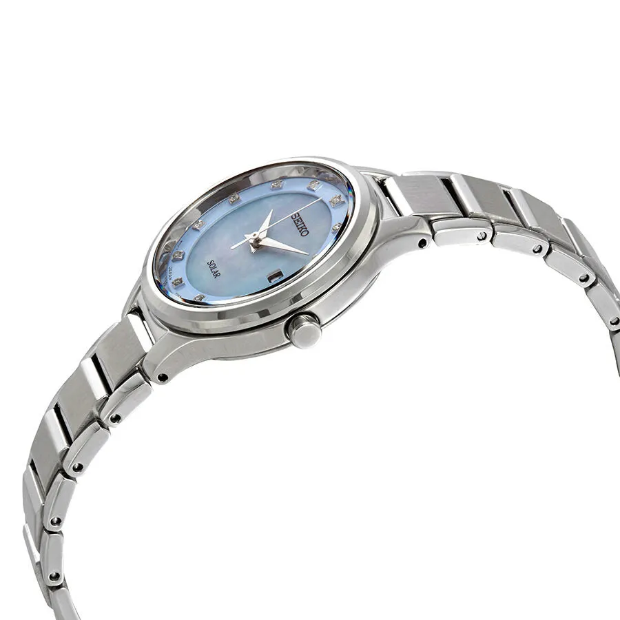 Seiko Diamonds Blue Mother of Pearl Dial Ladies Watch SUT351