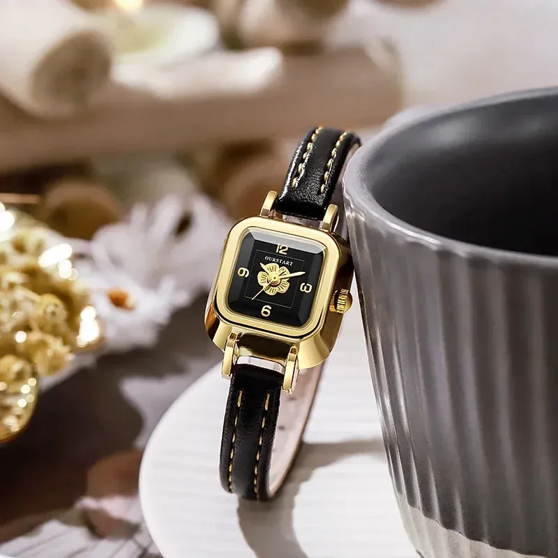 Simple Women's Watch Casual Fashion Flower Dial Thin Leather Belt Quartz Wristwatch Relojes Para Mujer Clock Relogios Feminino