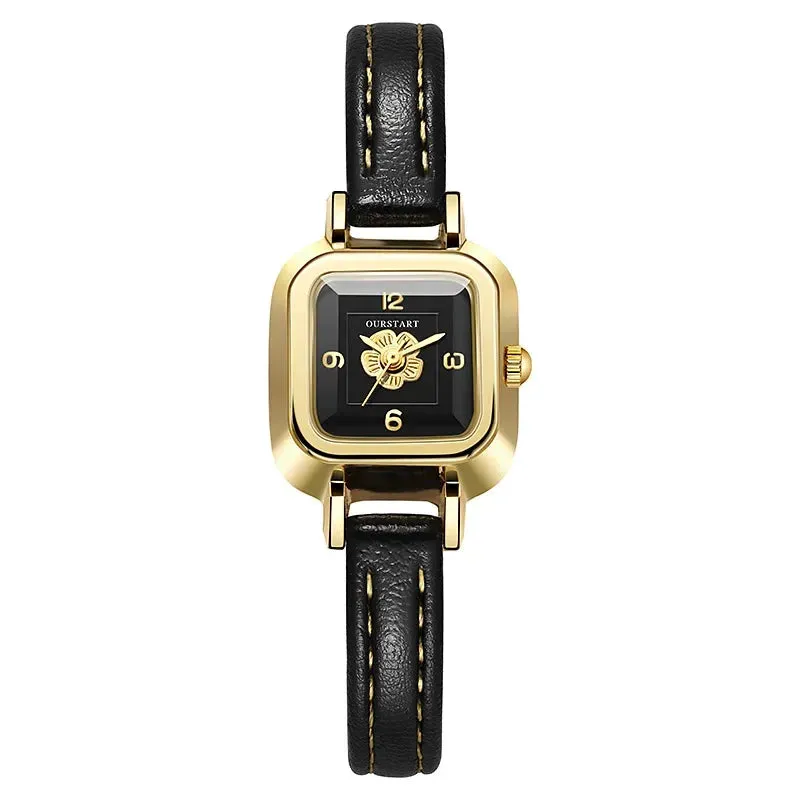 Simple Women's Watch Casual Fashion Flower Dial Thin Leather Belt Quartz Wristwatch Relojes Para Mujer Clock Relogios Feminino