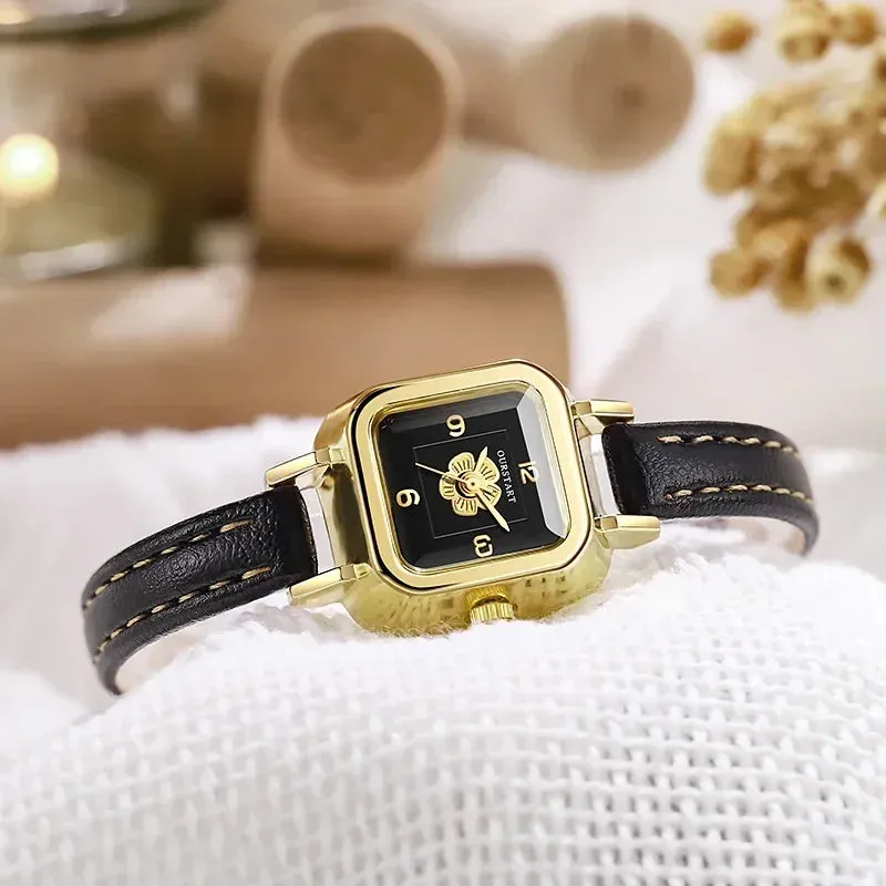 Simple Women's Watch Casual Fashion Flower Dial Thin Leather Belt Quartz Wristwatch Relojes Para Mujer Clock Relogios Feminino
