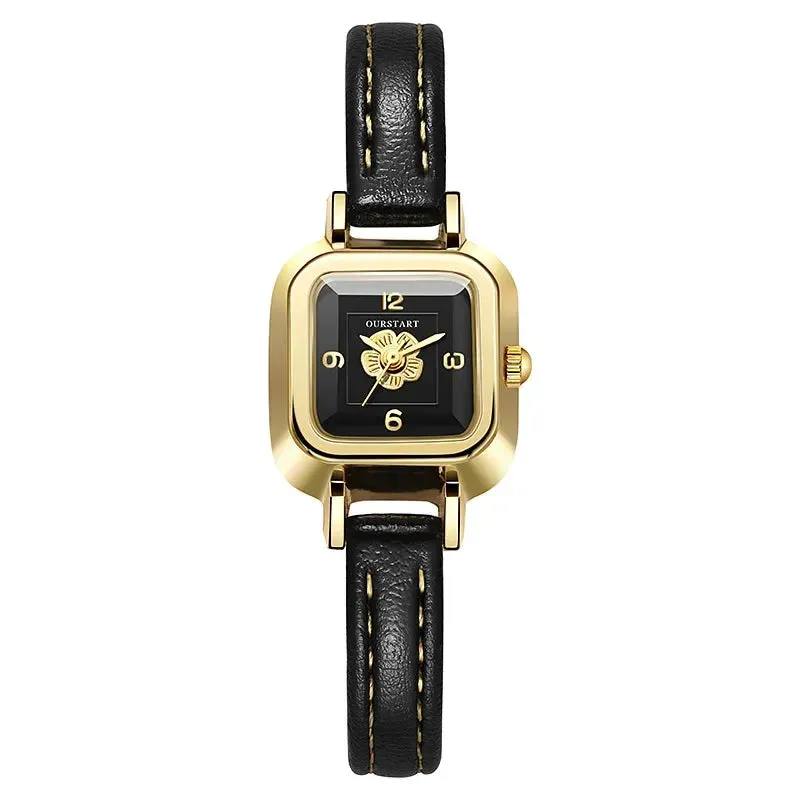 Simple Women's Watch Casual Fashion Flower Dial Thin Leather Belt Quartz Wristwatch Relojes Para Mujer Clock Relogios Feminino