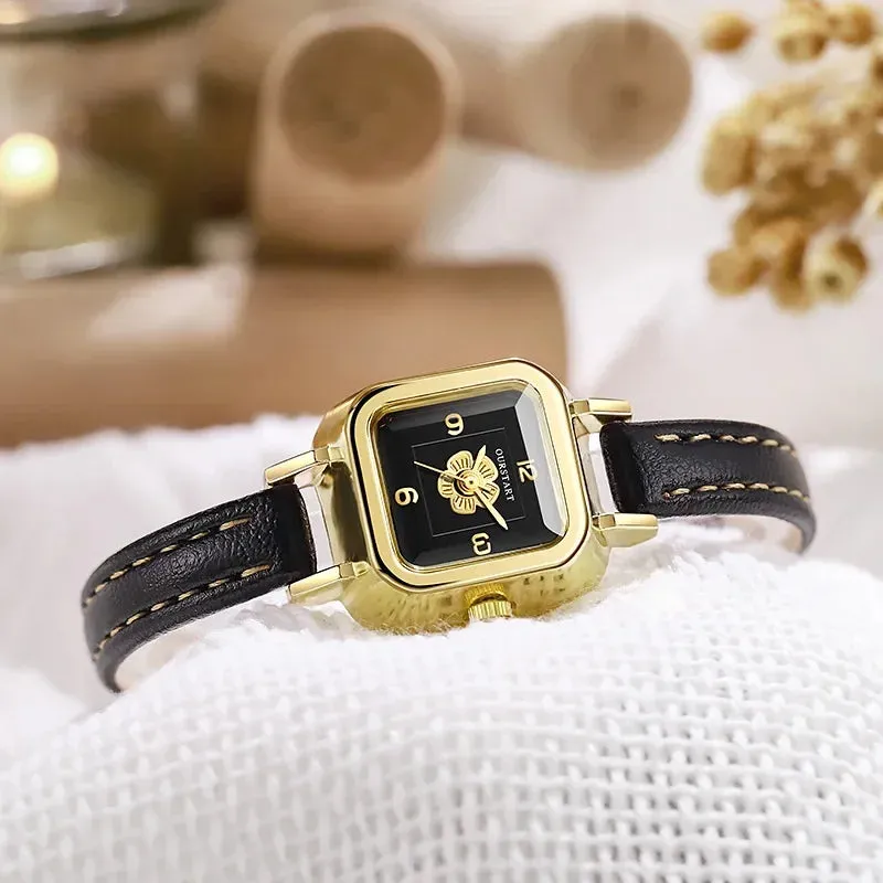 Simple Women's Watch Casual Fashion Flower Dial Thin Leather Belt Quartz Wristwatch Relojes Para Mujer Clock Relogios Feminino