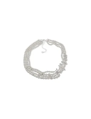 Snowflake Faux Pearl Multirow Necklace