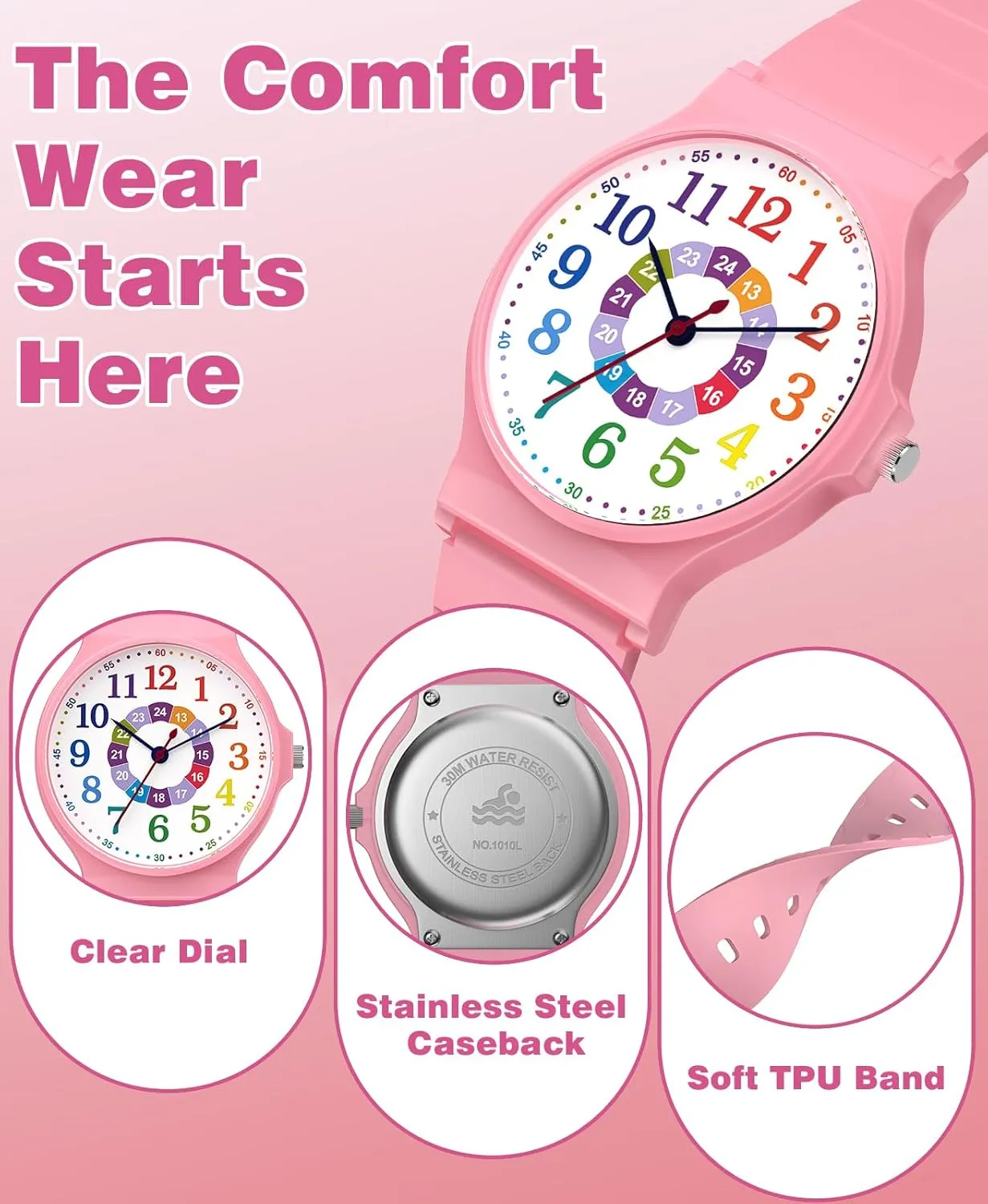 SOCICO Kids Analog Watch for Boys Girls Camouflage Sport Watches, 30M Waterproof, Rubber Band, Easy to Read for Child Teens Ages 5-15 Perfect for Gifts