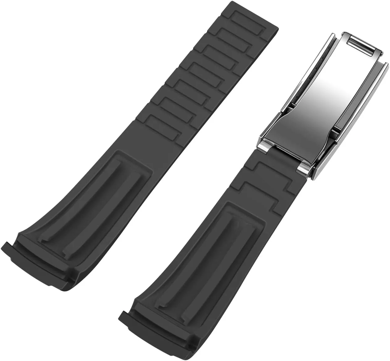 Soft 20mm 22mm Silicone Watch Band Black Rubber Watch Bands, Tapered Curved End Watch Strap for Moonswatch, No Gap Watch Replacement for Men Women with Classic Diving Buckle Multiple Colors