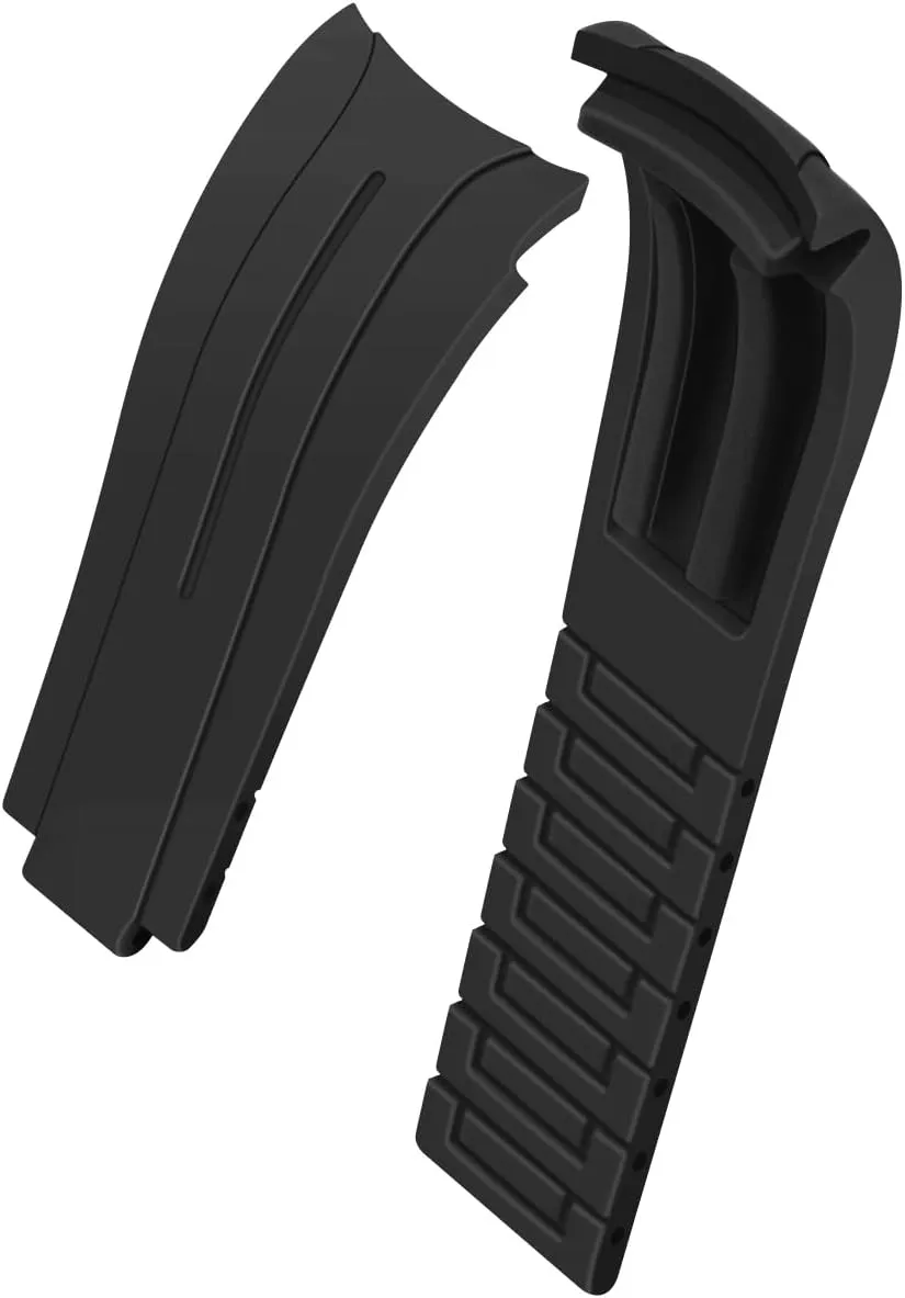 Soft 20mm 22mm Silicone Watch Band Black Rubber Watch Bands, Tapered Curved End Watch Strap for Moonswatch, No Gap Watch Replacement for Men Women with Classic Diving Buckle Multiple Colors