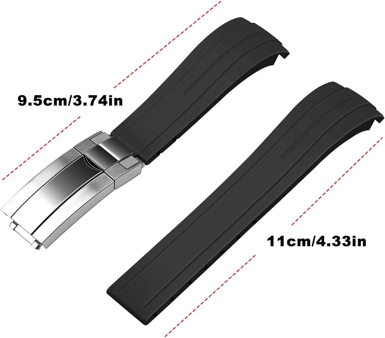 Soft 20mm 22mm Silicone Watch Band Black Rubber Watch Bands, Tapered Curved End Watch Strap for Moonswatch, No Gap Watch Replacement for Men Women with Classic Diving Buckle Multiple Colors