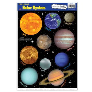 Solar System Party Peel 'N Place Clings (10 per Package)