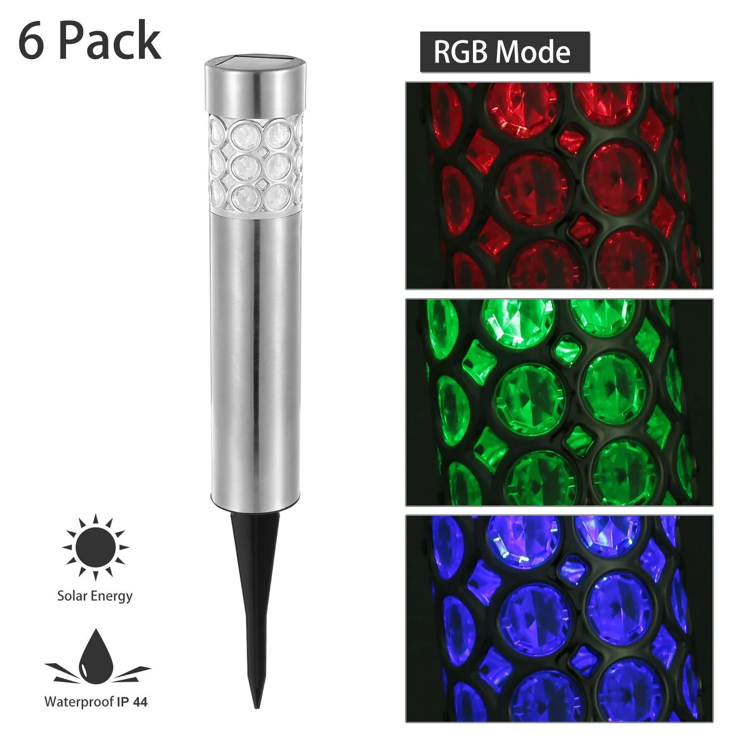 Solarek 6 Pack Outdoor Solar Light IP44 Waterproof RGB Garden Lamp Landscape Lawn Dcor Light