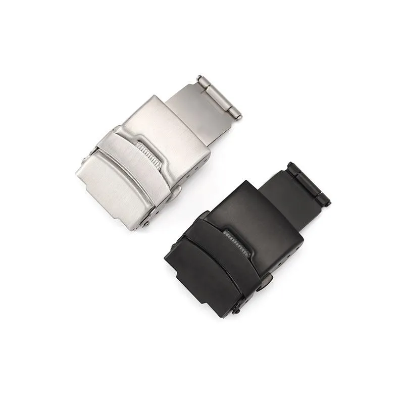 Stainless Steel Double Push Button Fold Watch Clasp Buckle