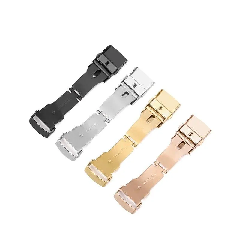 Stainless Steel Double Push Button Fold Watch Clasp Buckle