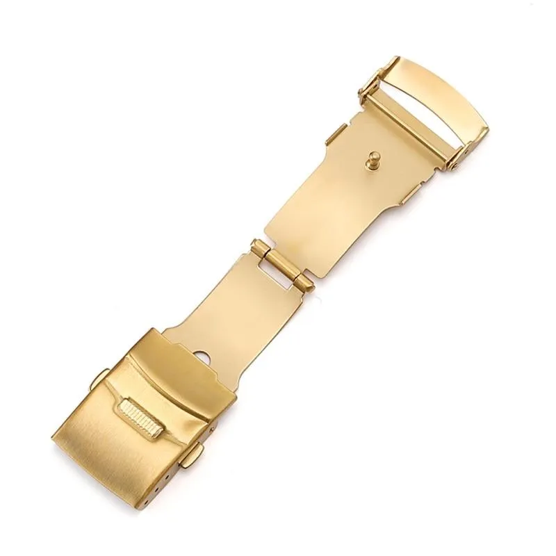 Stainless Steel Double Push Button Fold Watch Clasp Buckle