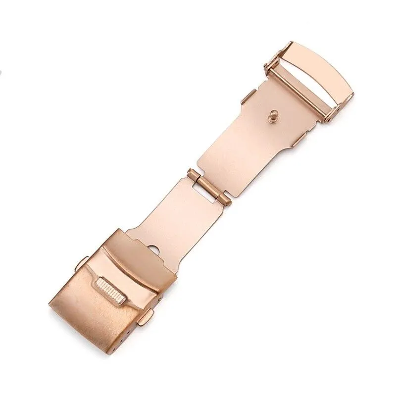 Stainless Steel Double Push Button Fold Watch Clasp Buckle