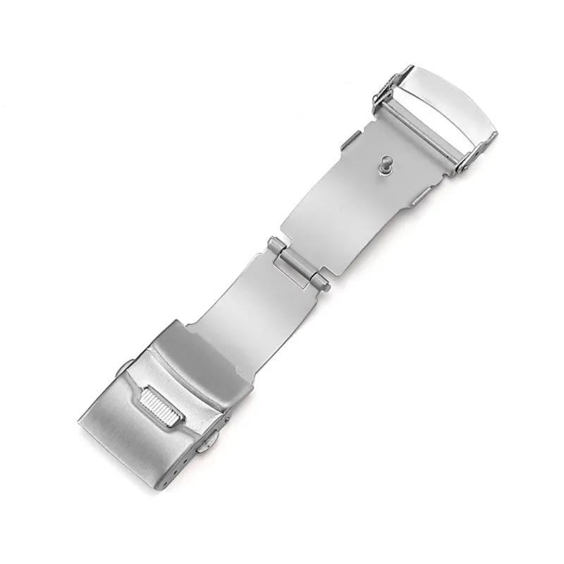 Stainless Steel Double Push Button Fold Watch Clasp Buckle
