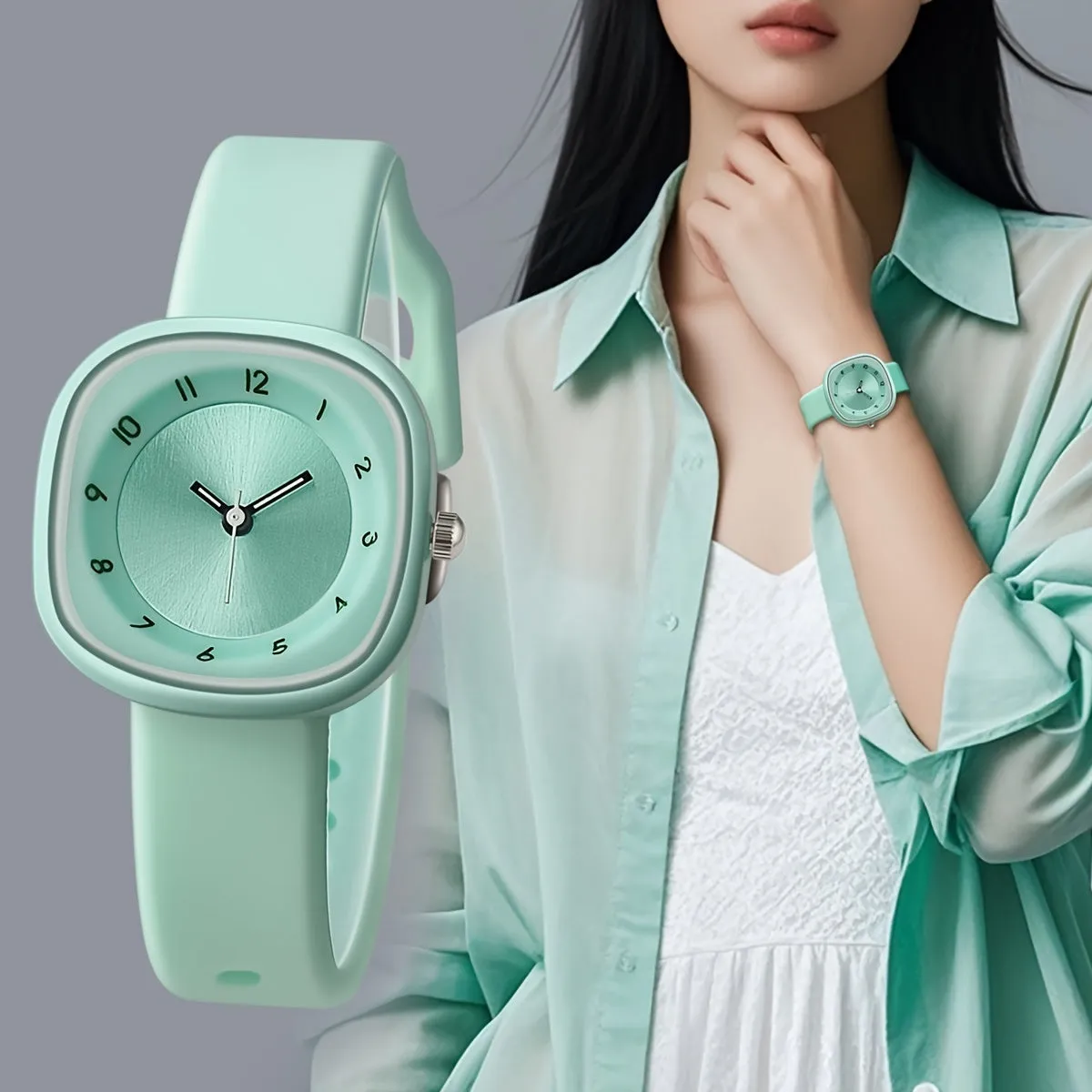 Stylish Womens Quartz Watch Silicone Band  Alloy Case
