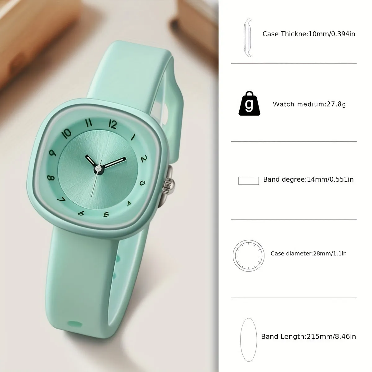 Stylish Womens Quartz Watch Silicone Band  Alloy Case