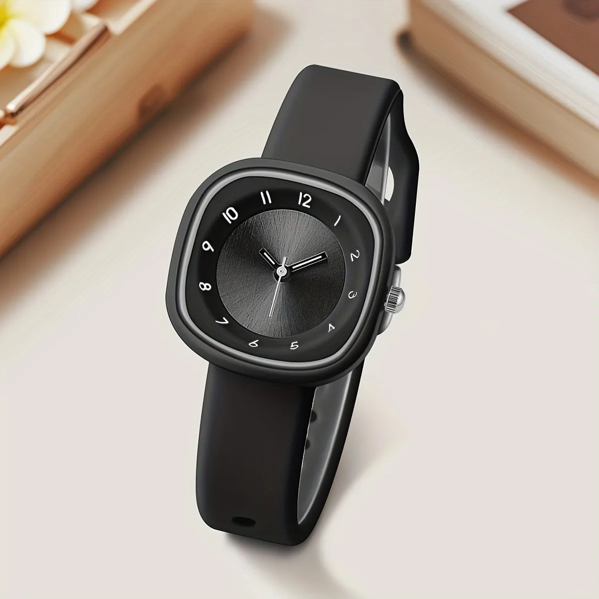 Stylish Womens Quartz Watch Silicone Band  Alloy Case