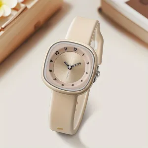 Stylish Womens Quartz Watch Silicone Band  Alloy Case