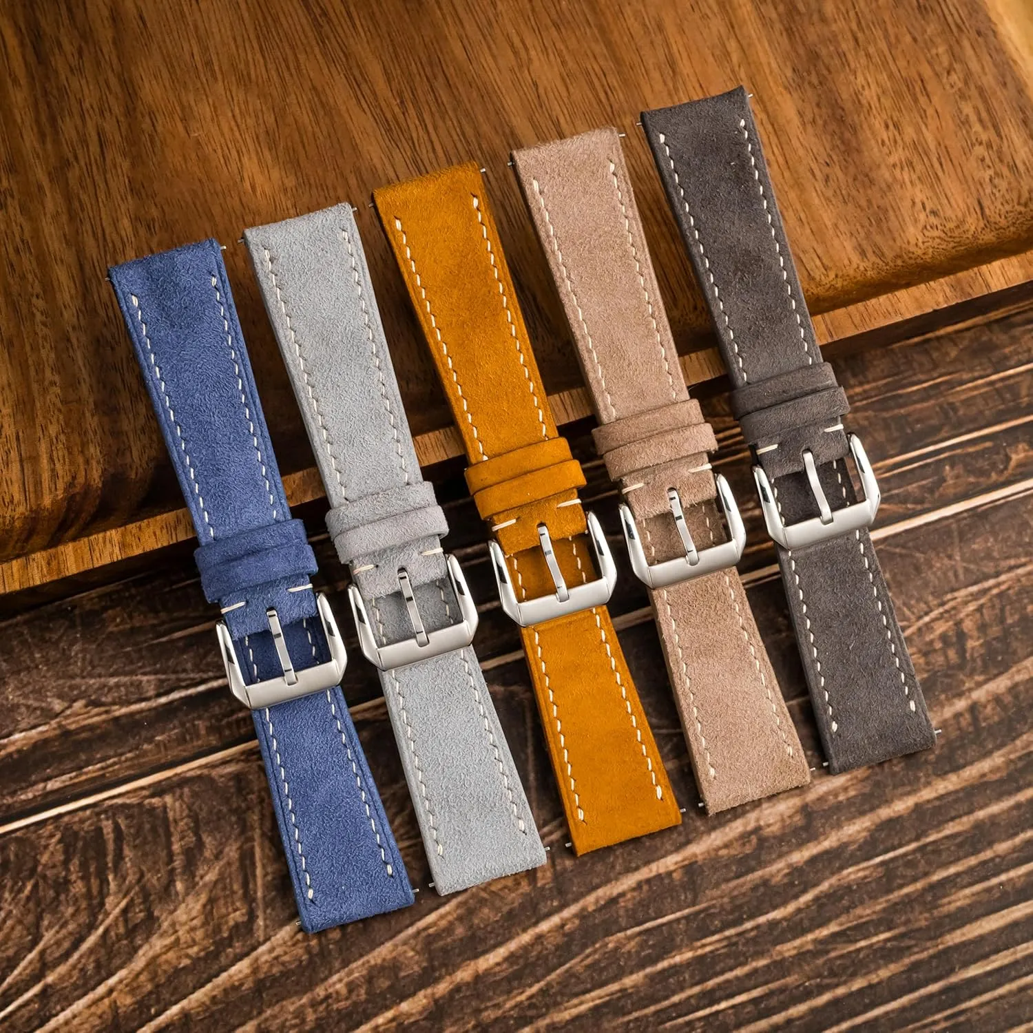 Suede Leather handmade Quick-Release Watch Band - Italian Genuine Mens Watch Strap - 18mm, 19mm, 20mm, 21mm, 22mm Watches Replacement Band