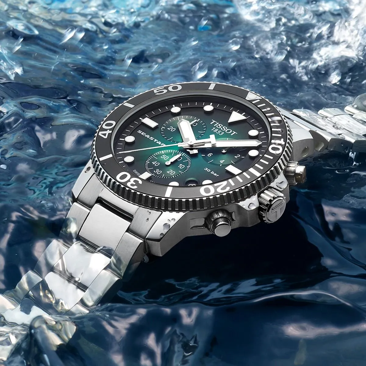 Tissot Gents Seastar Green Chronograph Watch