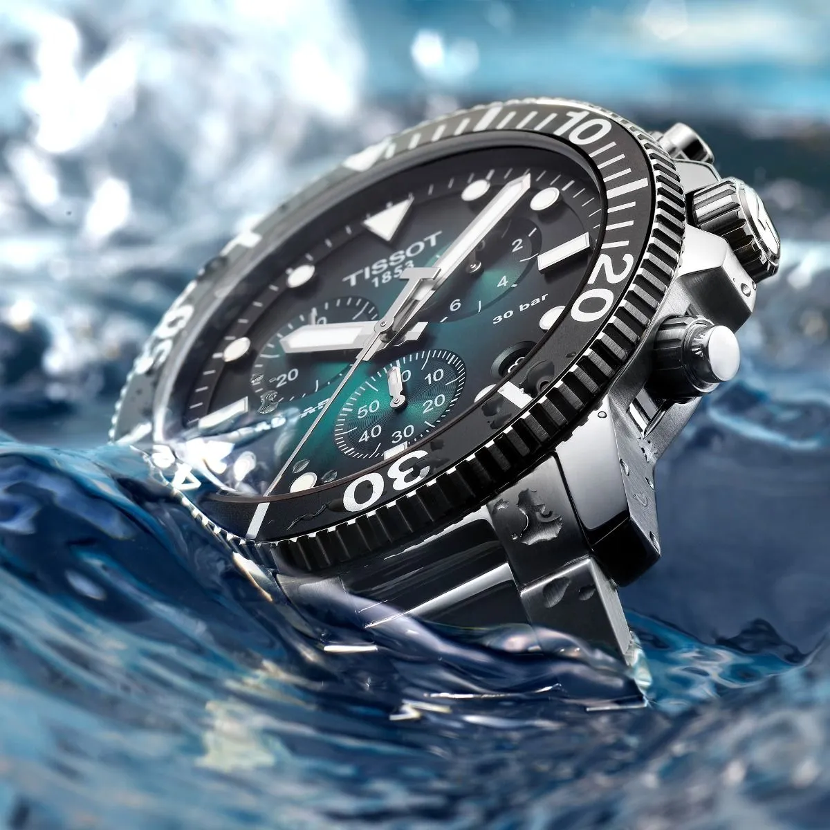 Tissot Gents Seastar Green Chronograph Watch