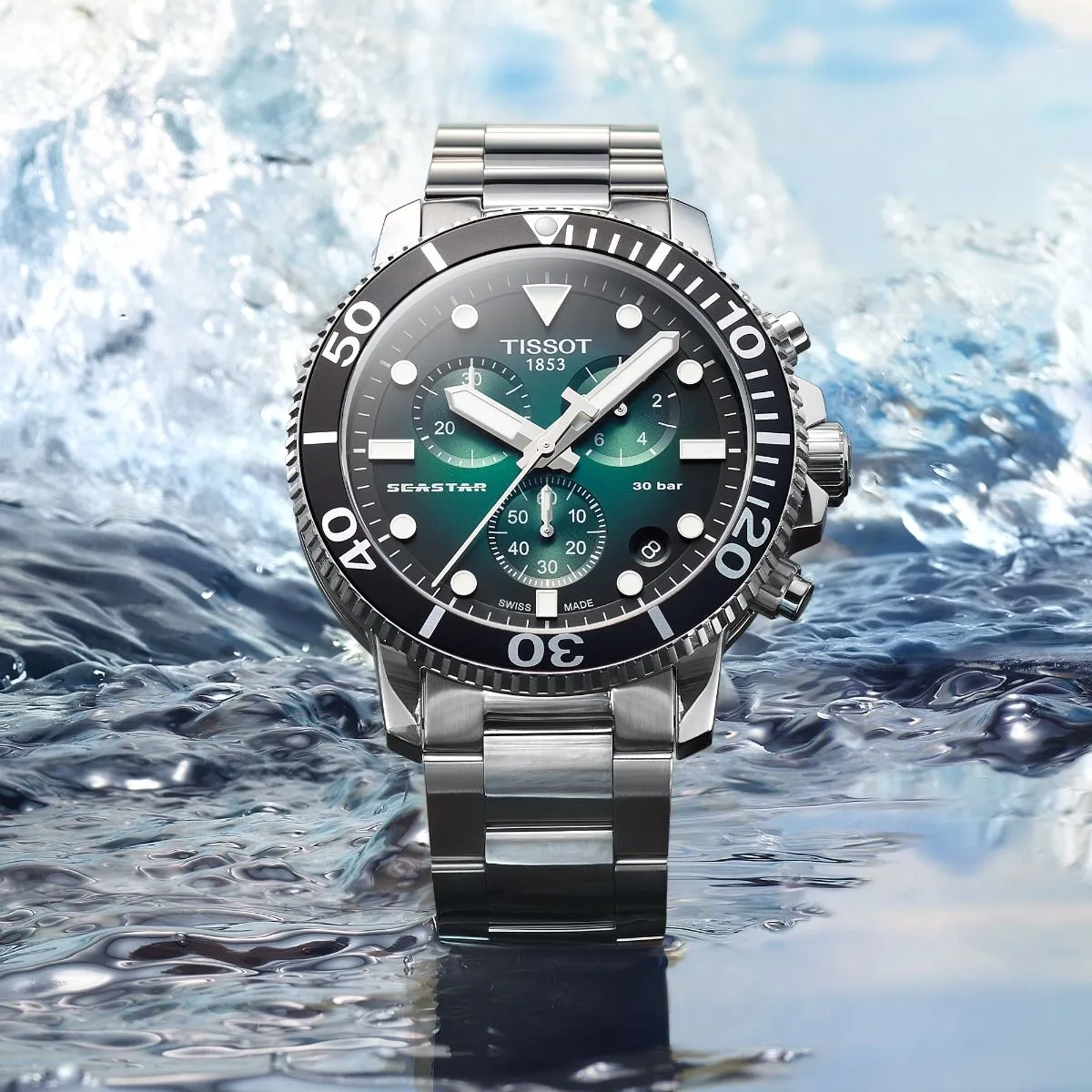 Tissot Gents Seastar Green Chronograph Watch
