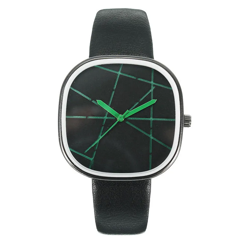 Unisex Square Dial Leather Strap Fashion Watch