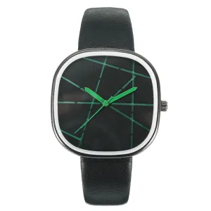 Unisex Square Dial Leather Strap Fashion Watch