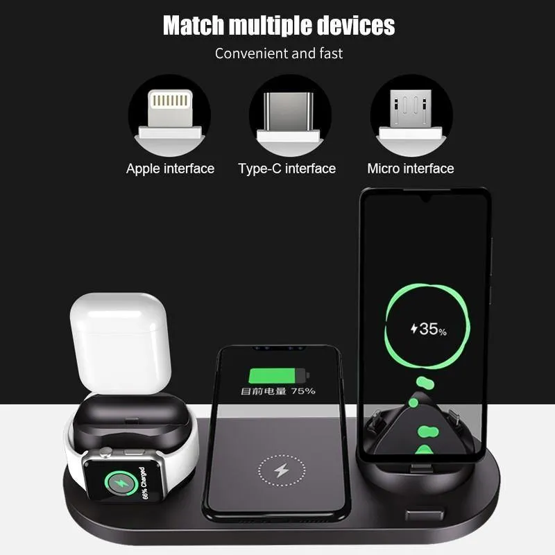 Wireless Charger 6 in 1 - 3.0 Adapter Included Fast Charging