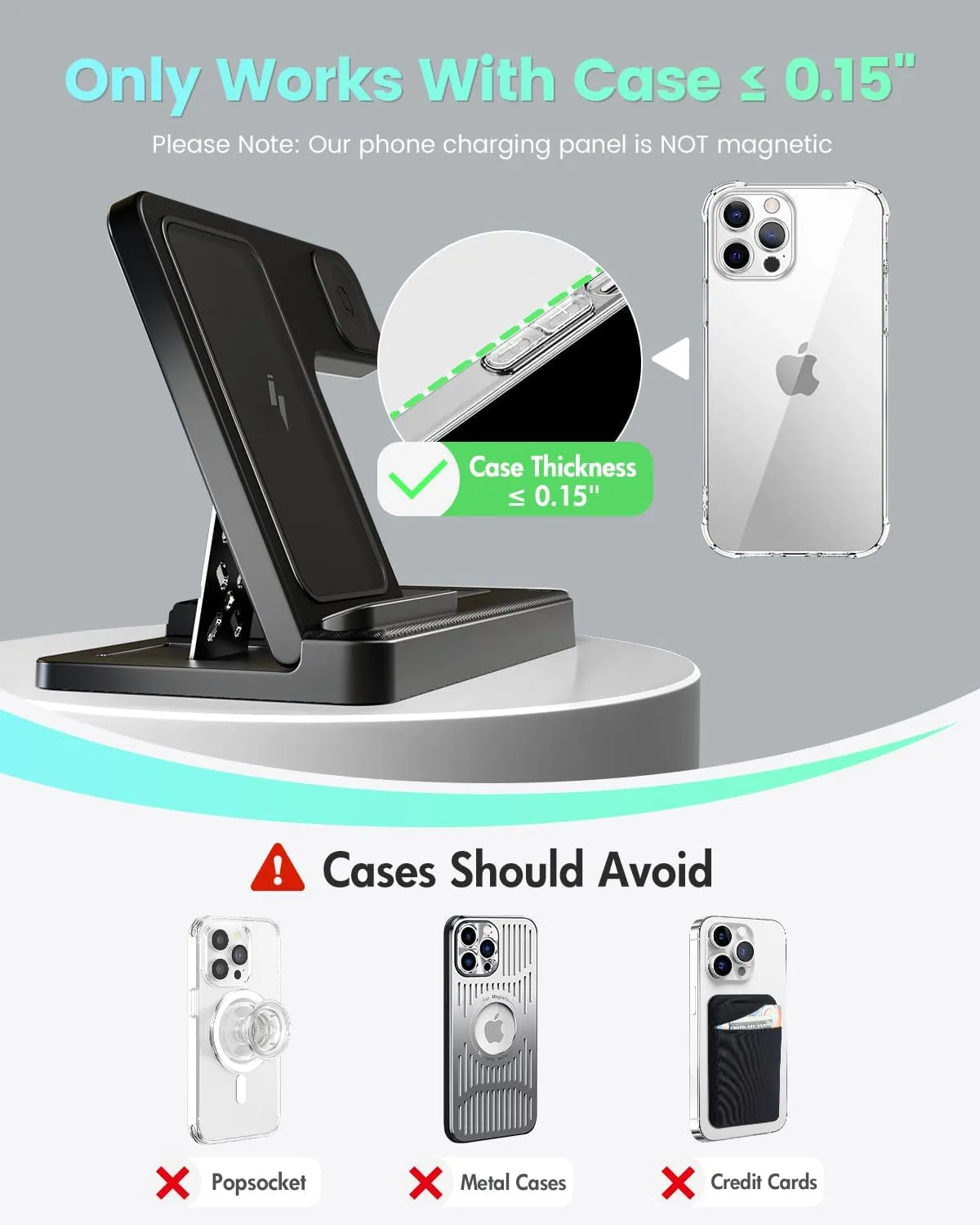 Wireless Charger Iphone Charging Station: 3 in 1 Charger Stand Multiple Devices for Apple - Iphone 16 15 14 Pro Max 13 12 11 - Watch 10 9 8 7 6 5 4 3 2 SE and Ultra Series - Airpods 4 3 2 Pro