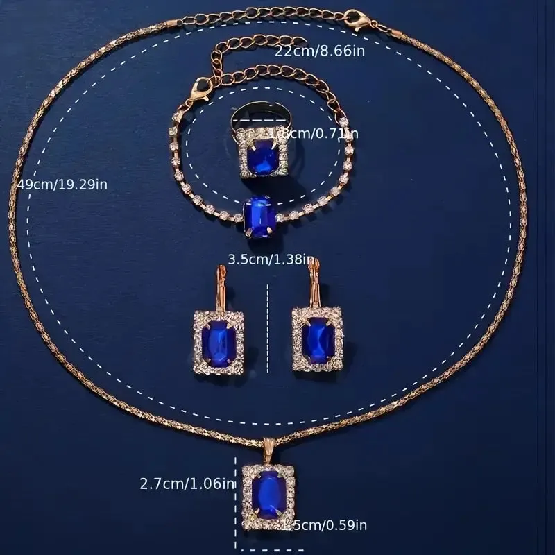 Women Fashion Retro PU Leather Band Quartz Watches Crystal Jewelry Set