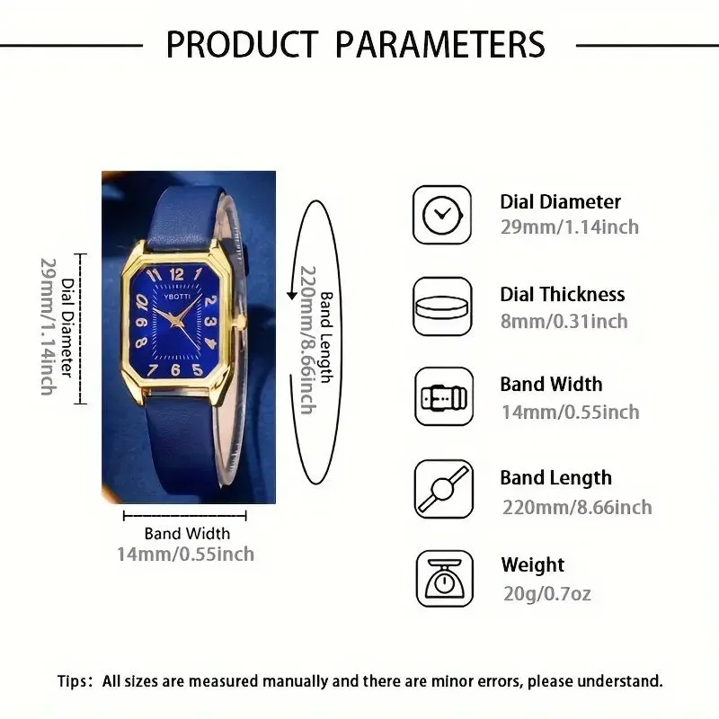 Women Fashion Retro PU Leather Band Quartz Watches Crystal Jewelry Set