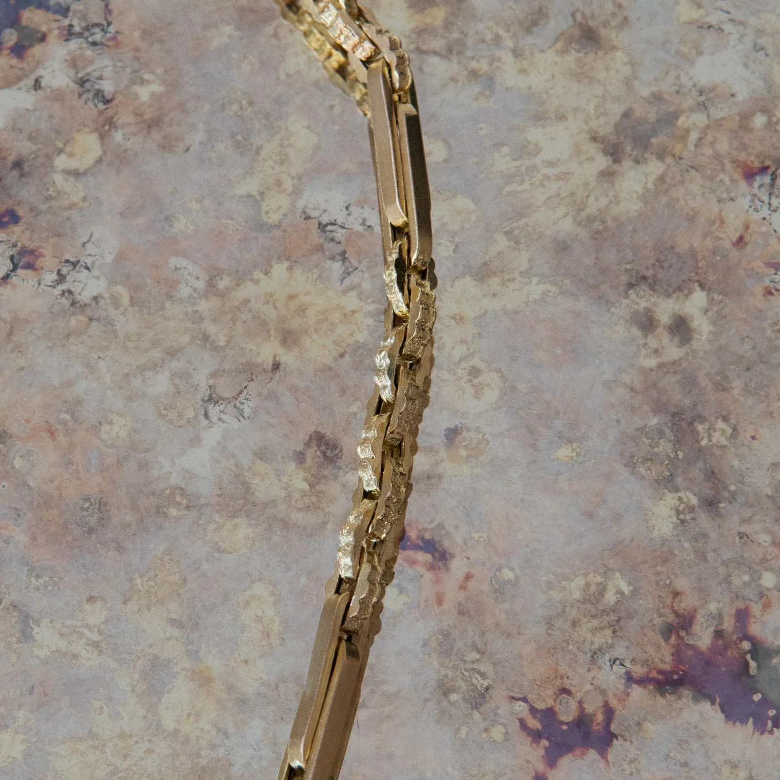 Yellow Gold Fancy Link Albert Chain Necklace with T Bar
