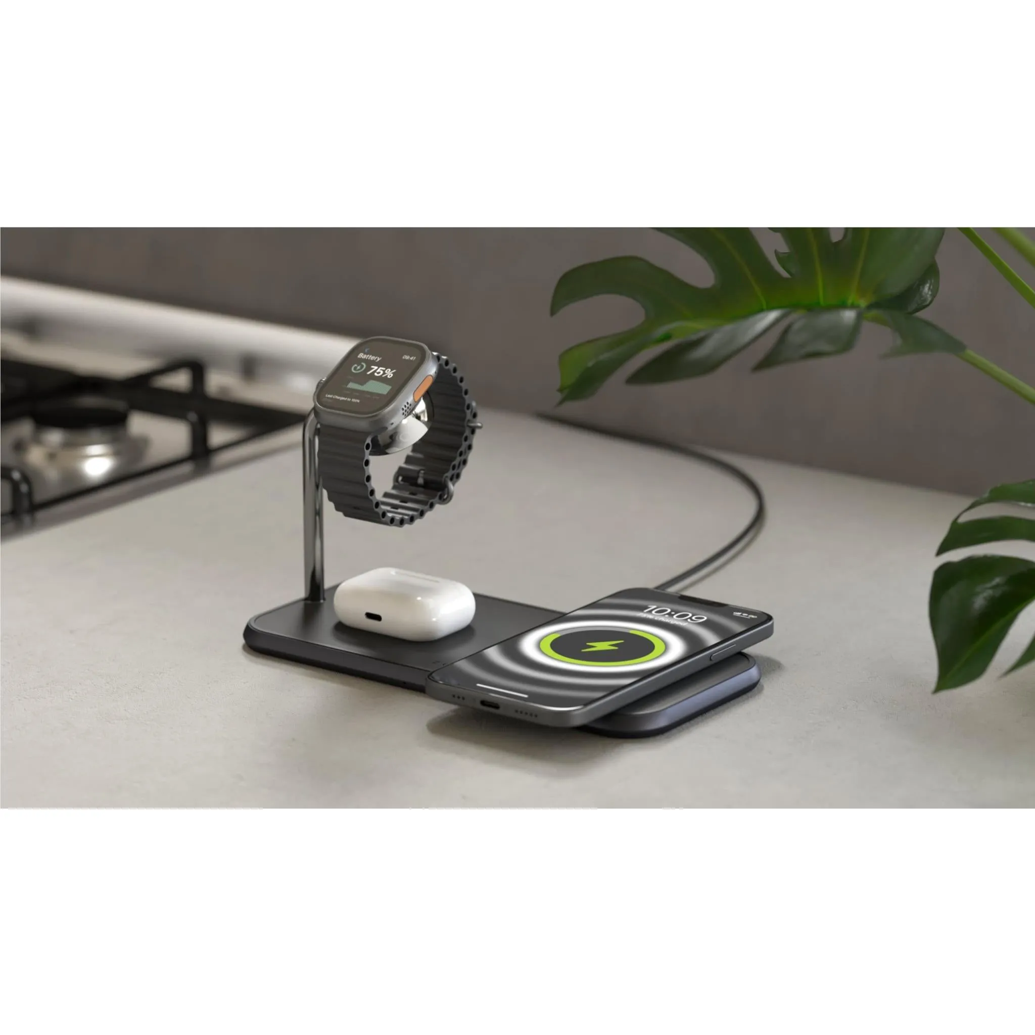 Zens Dual   Watch Aluminium Magnetic Qi2 Wireless Charger (Black)